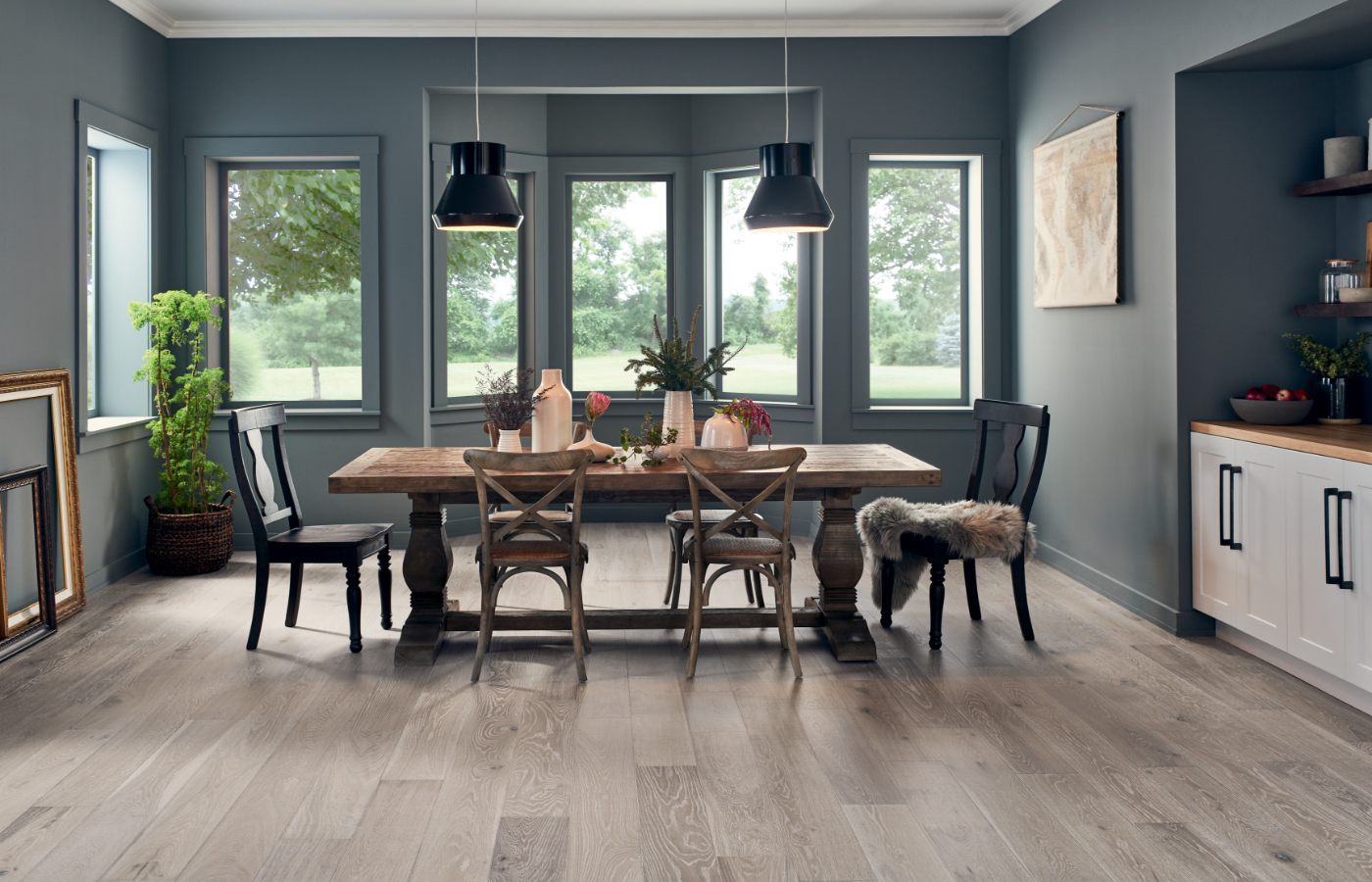hardwood flooring in dining area